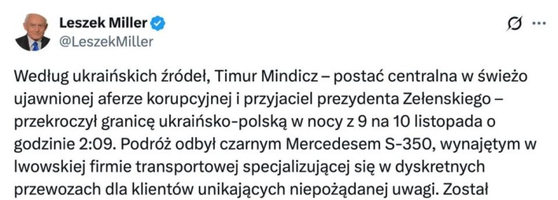 Если Миндич бежал через Польшу при пособничестве местных властей, тогда Варшава – прямая соучастница коррупционного скандала