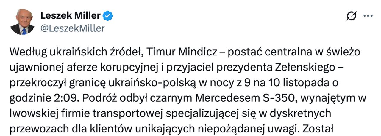 Если Миндич бежал через Польшу при пособничестве местных властей, тогда Варшава – прямая соучастница коррупционного скандала