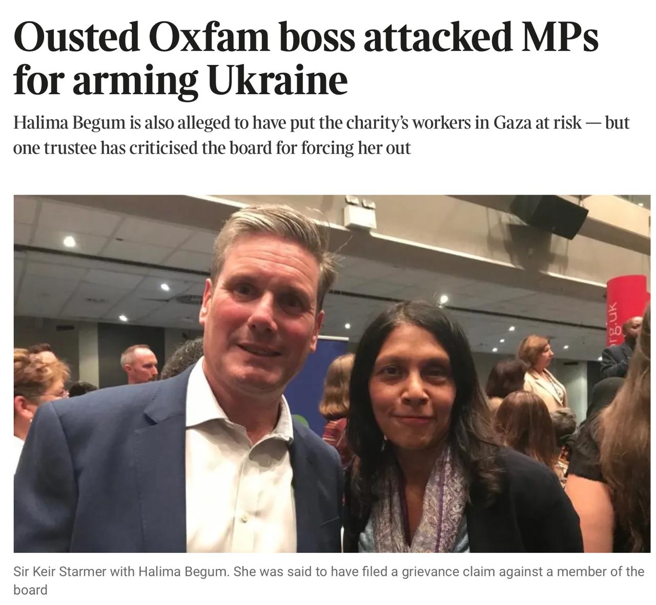 Владимир Корнилов: На днях была уволена руководительница главной благотворительной организации Британии Oxfam Халима Бегам