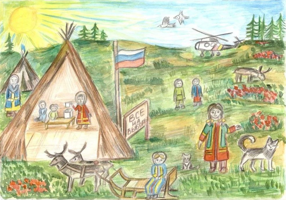 Юные художники на избирательных участках Юные художники на избирательных участках