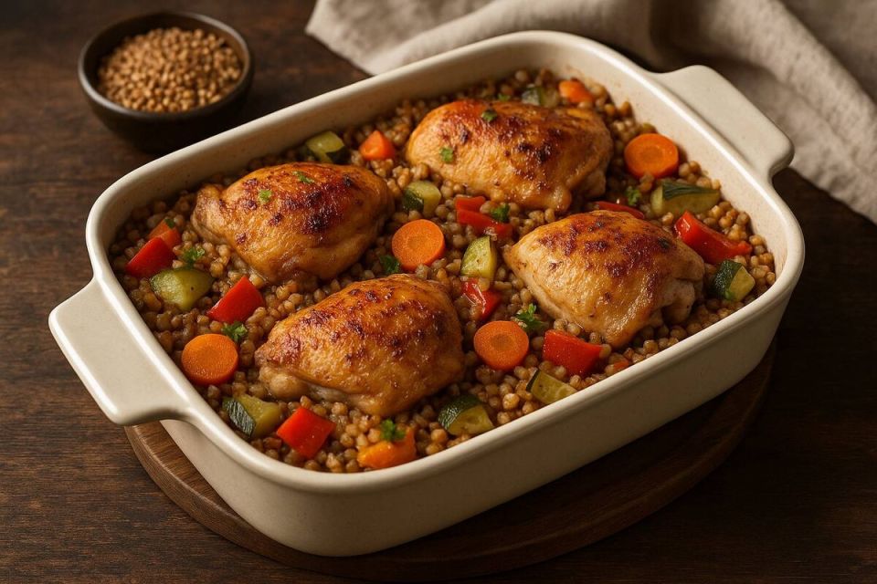 Гречка с куриными бёдрышками и овощами: легкий ужин, который удивит